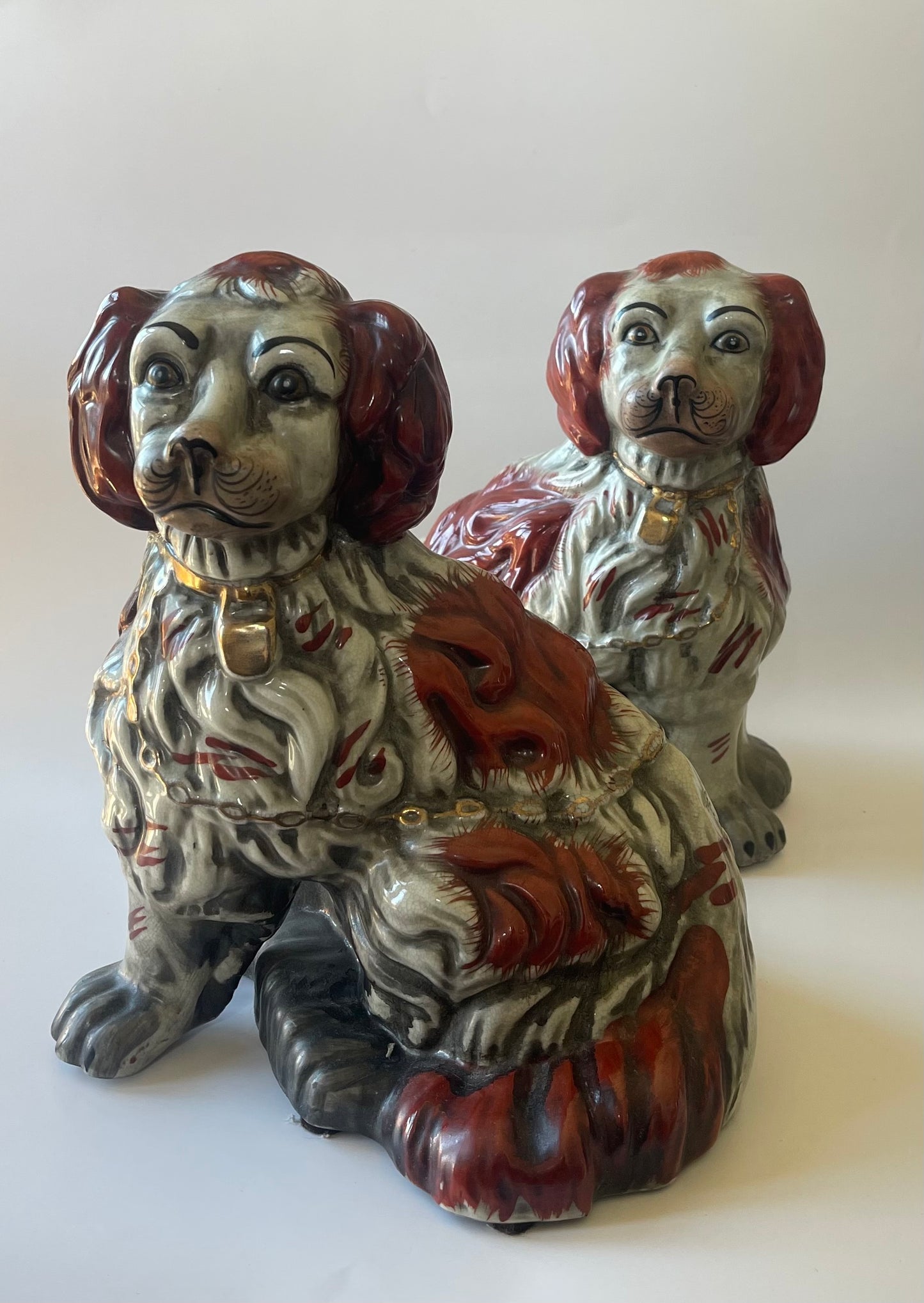 Antique Staffordshire King Charles Spaniel Pair