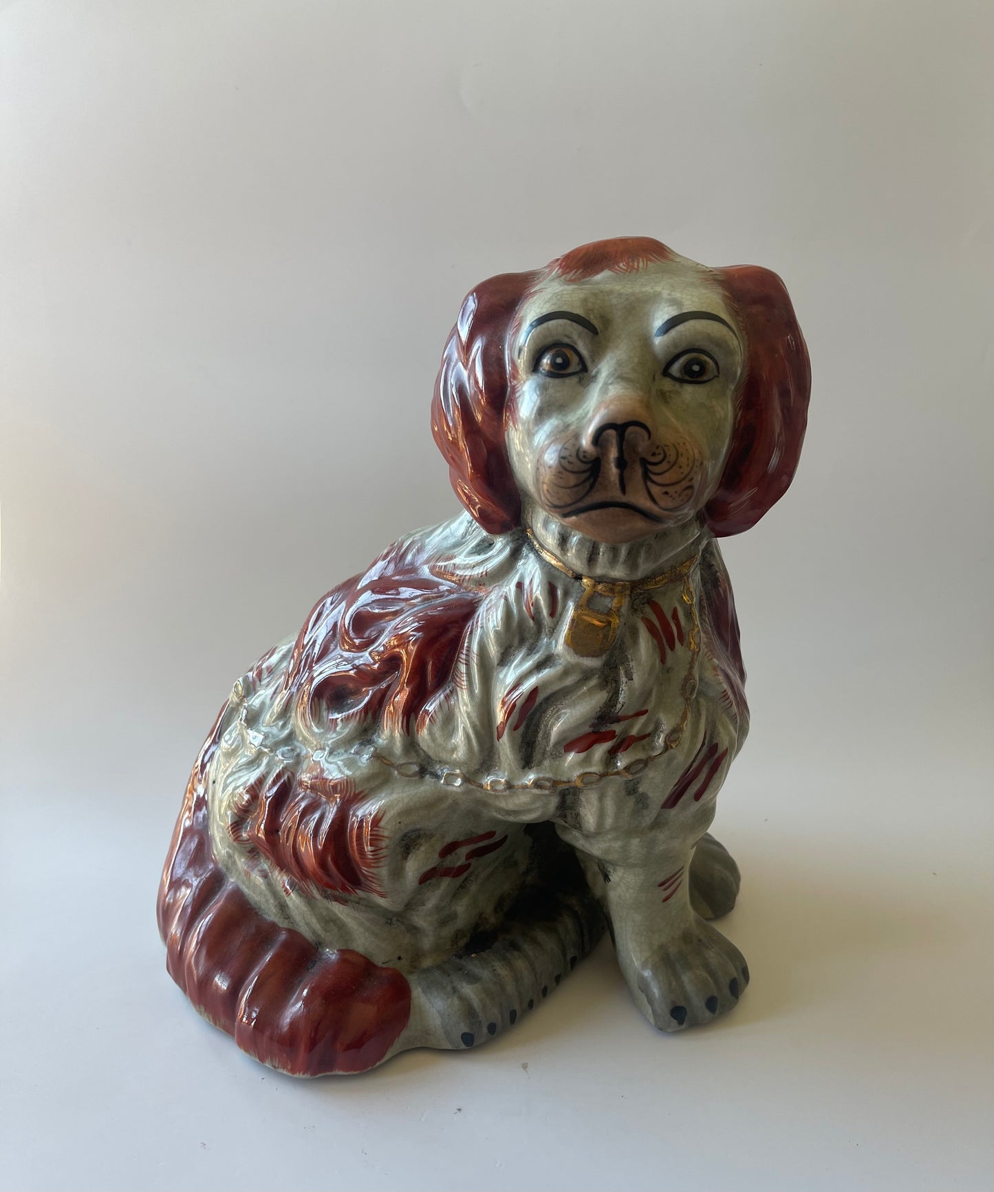 Antique Staffordshire King Charles Spaniel Pair