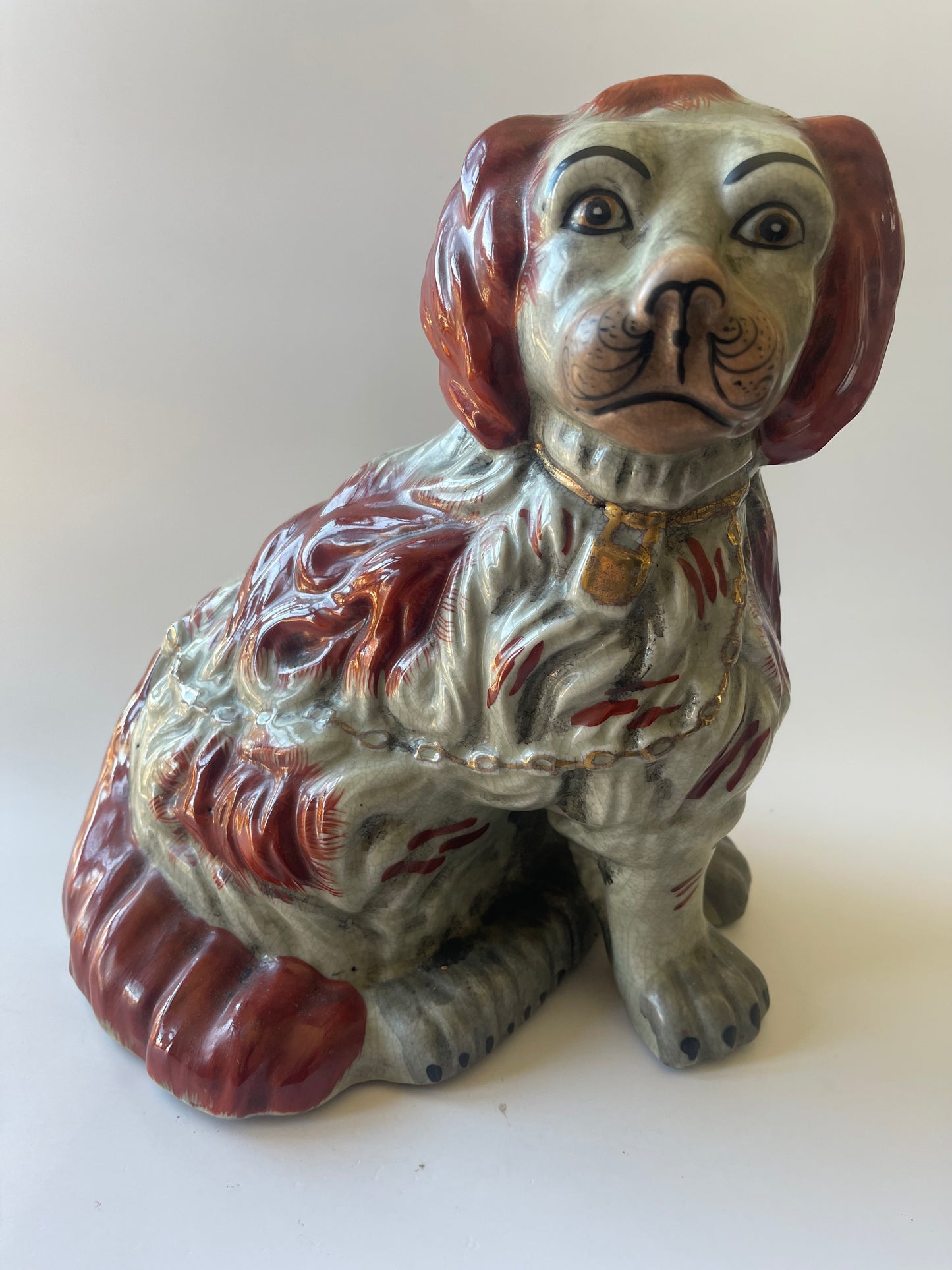 Antique Staffordshire King Charles Spaniel Pair