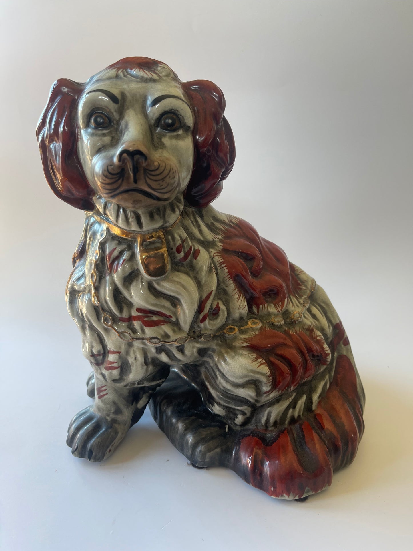Antique Staffordshire King Charles Spaniel Pair