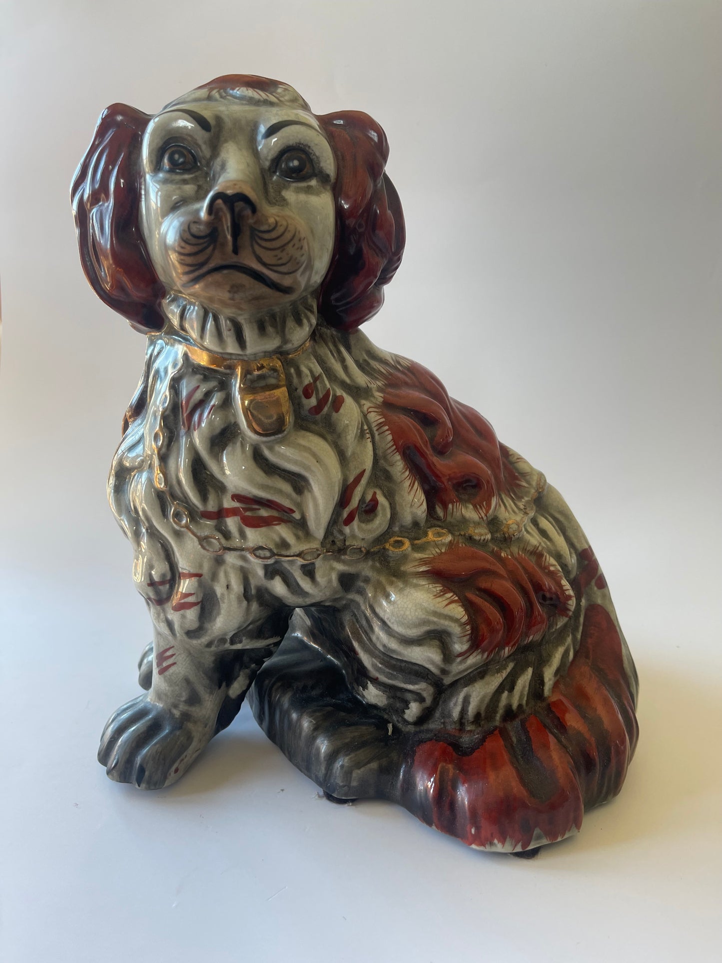 Antique Staffordshire King Charles Spaniel Pair
