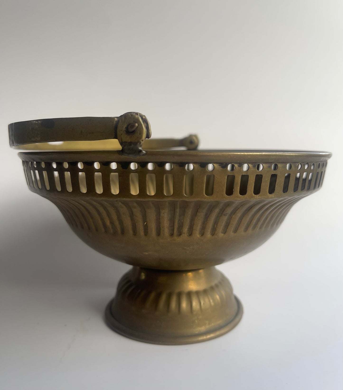 Vintage Brass Pedestal Basket