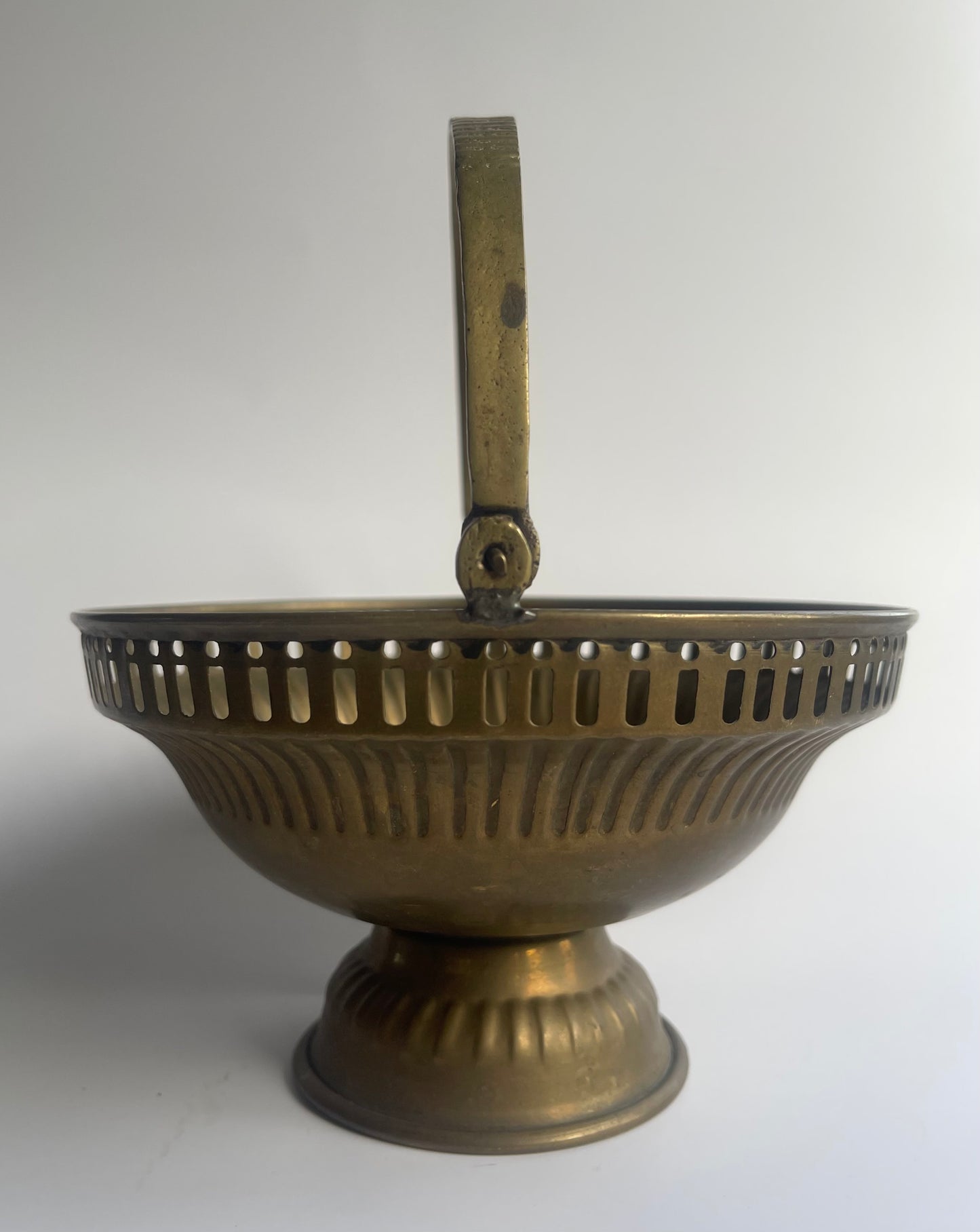 Vintage Brass Pedestal Basket