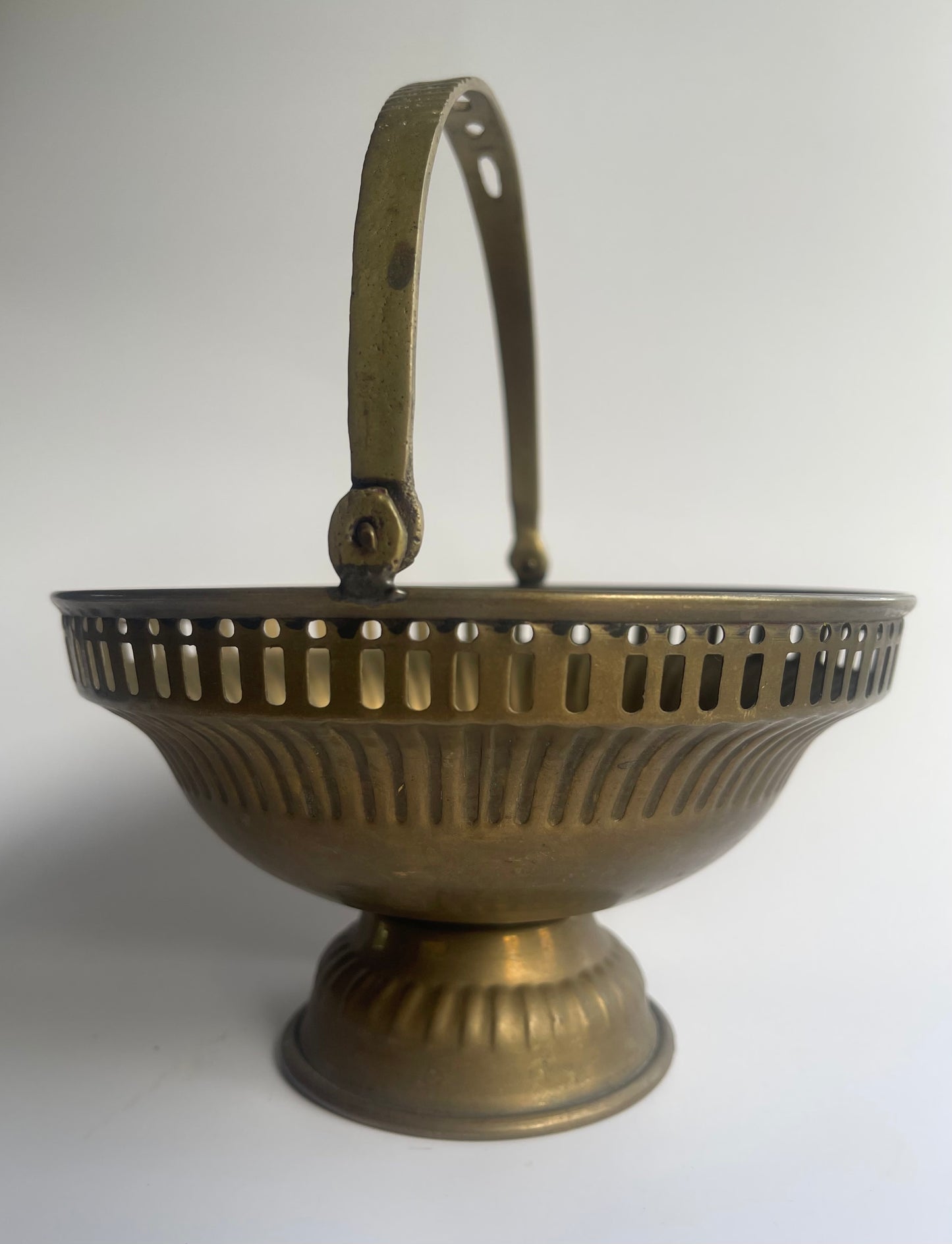 Vintage Brass Pedestal Basket