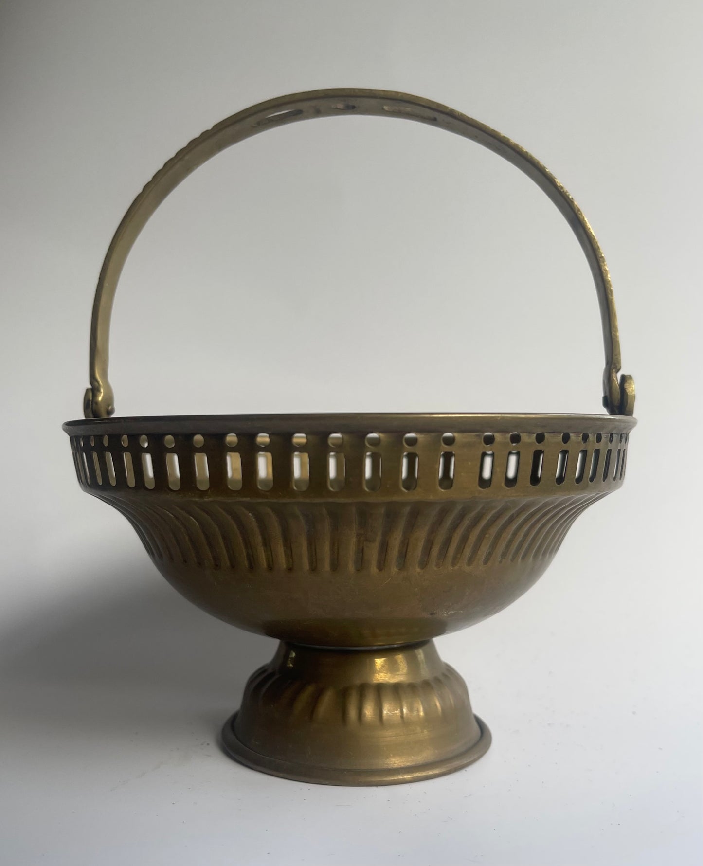 Vintage Brass Pedestal Basket
