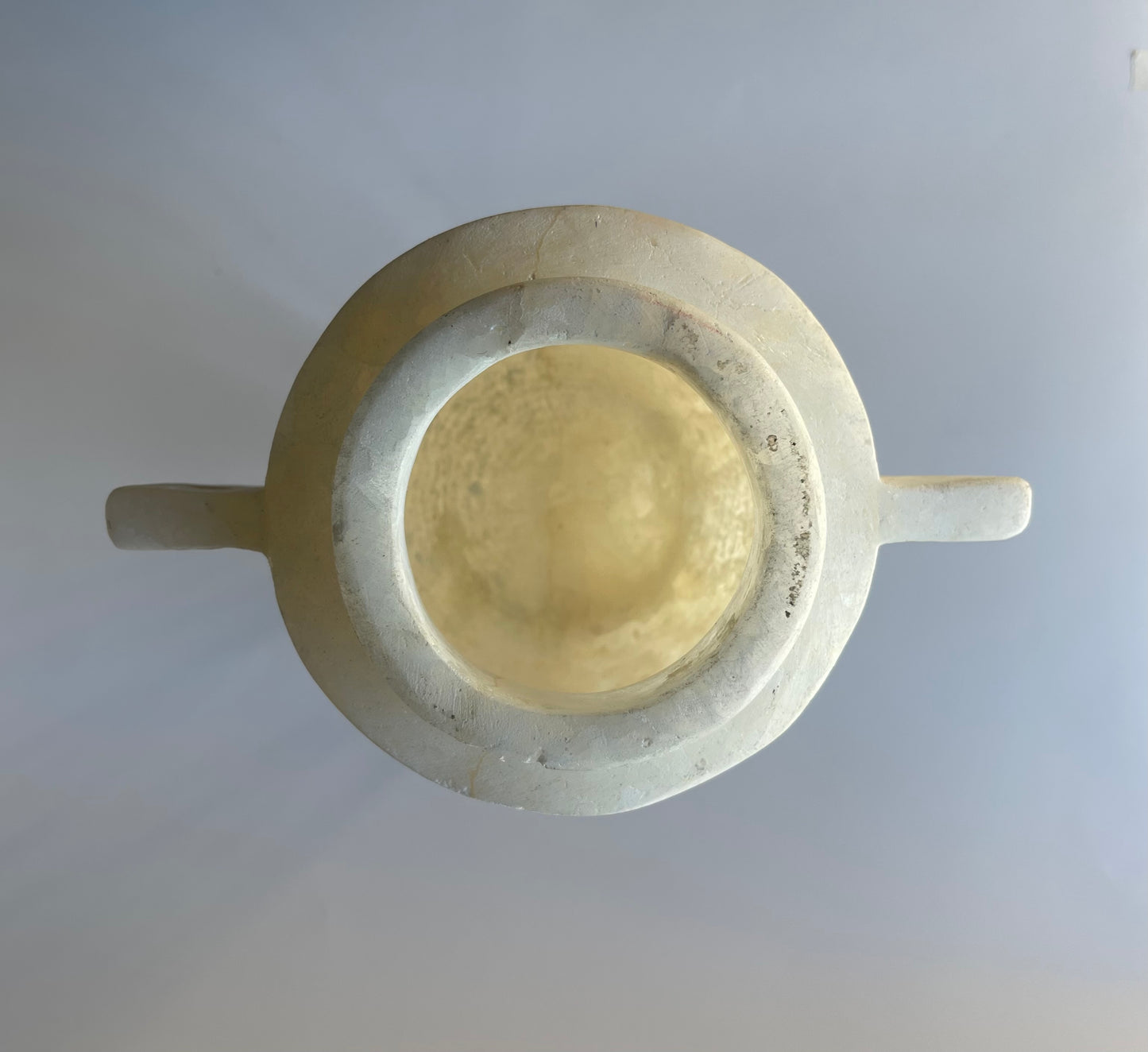 Egyptian Alabaster Vessel with Metal (bronze color) Stand