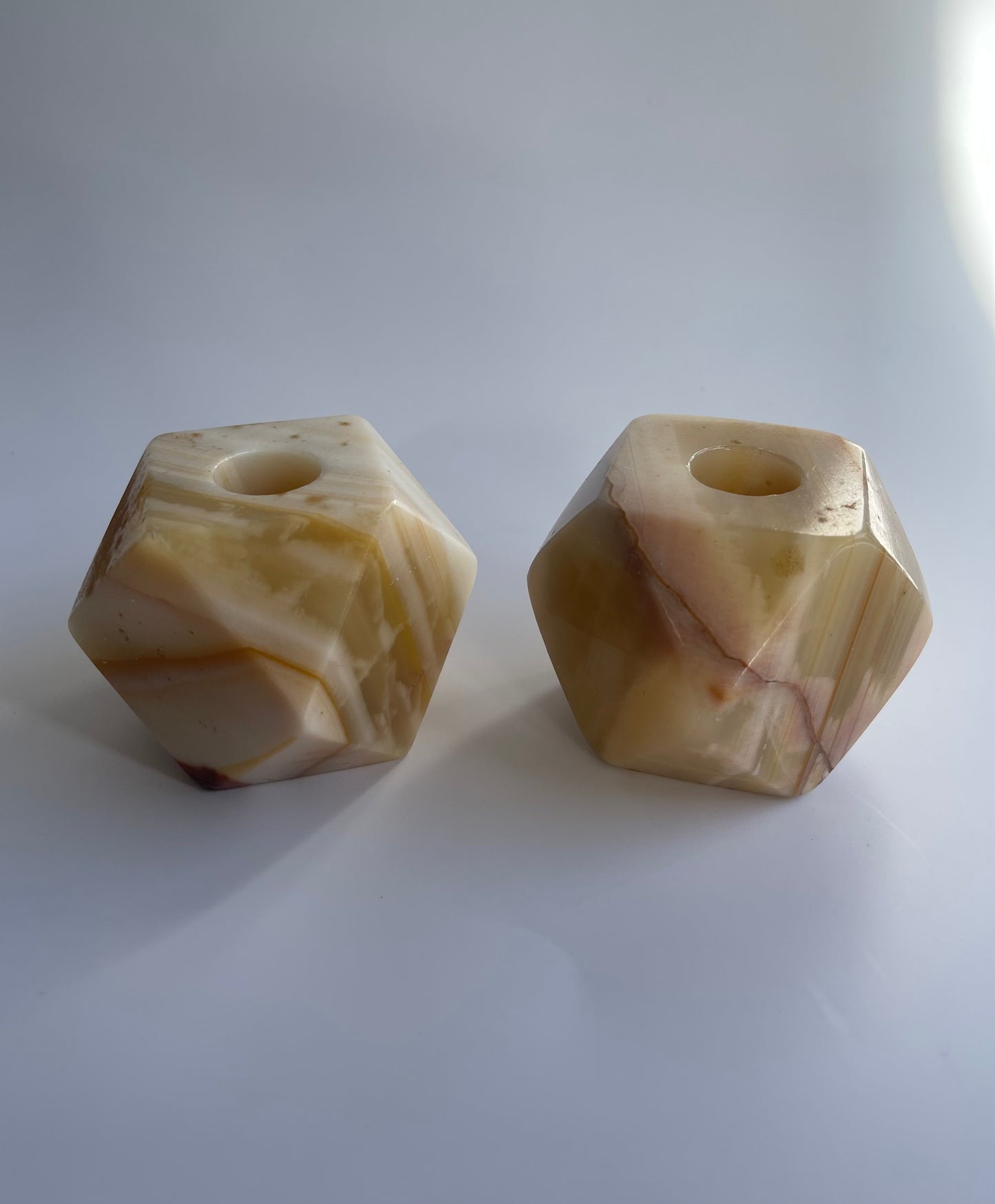 Vintage Onyx Hexagonal Candleholders
