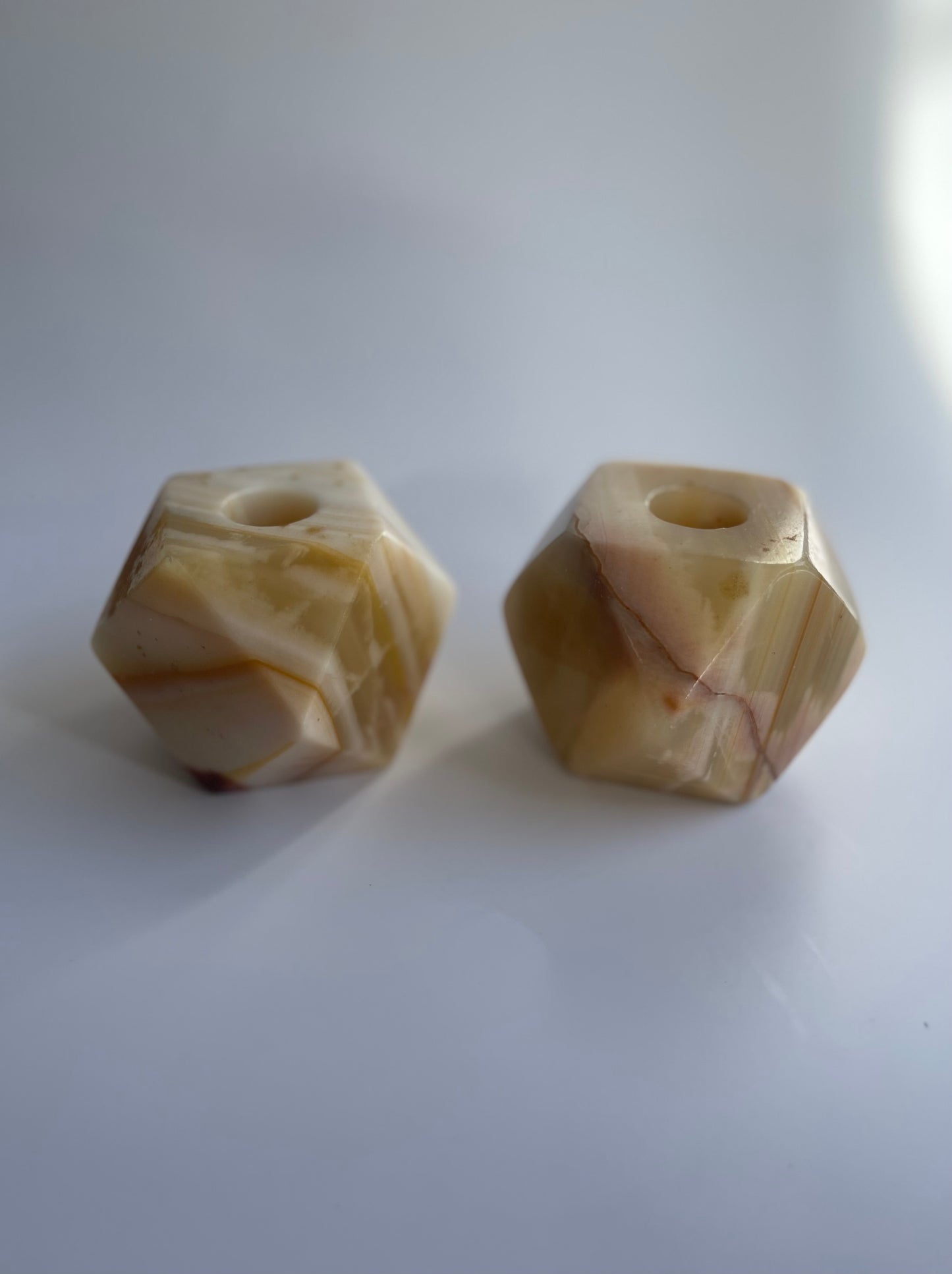 Vintage Onyx Hexagonal Candleholders