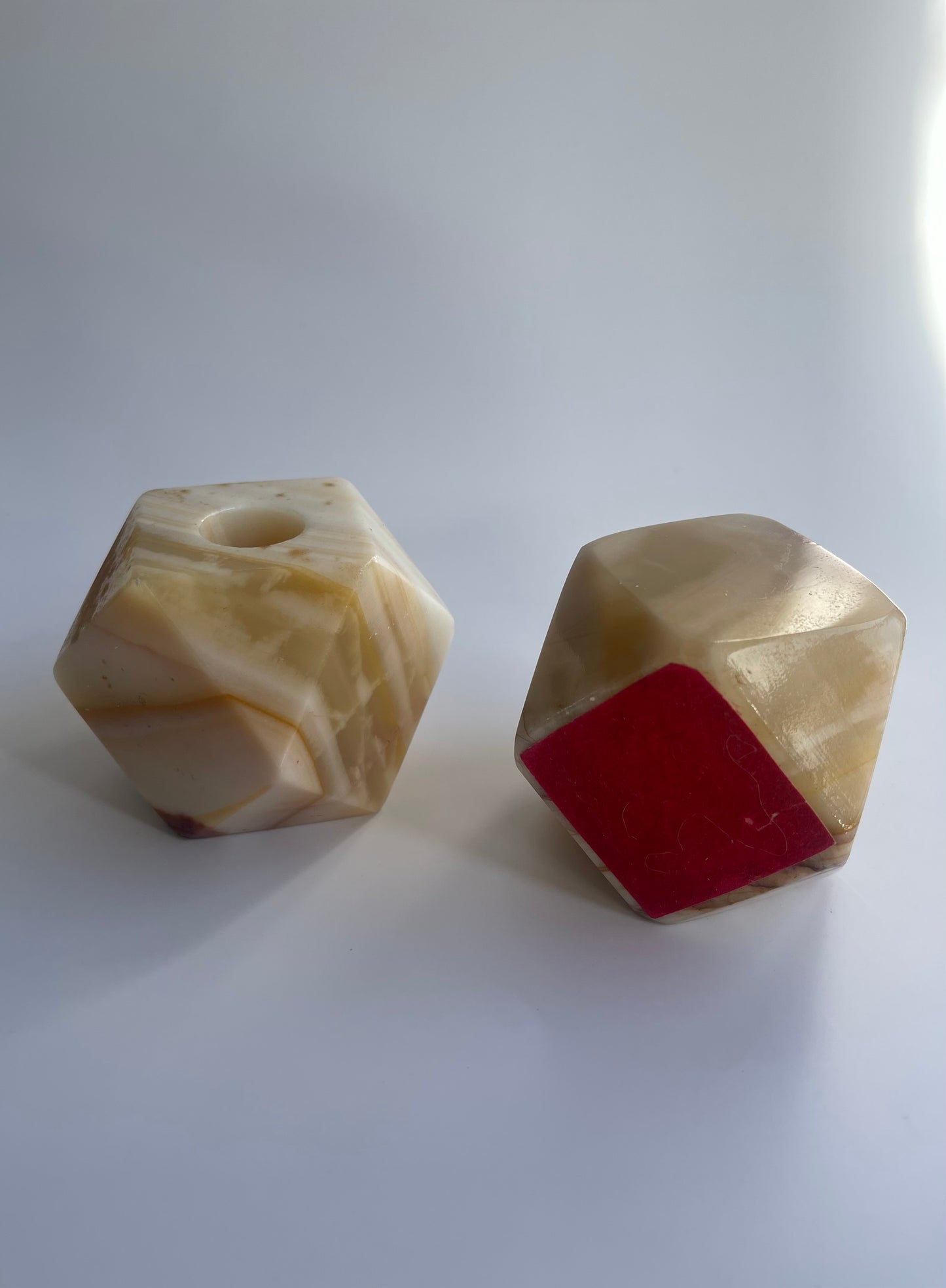 Vintage Onyx Hexagonal Candleholders