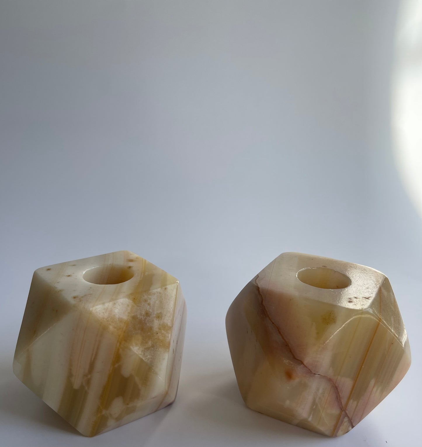 Vintage Onyx Hexagonal Candleholders