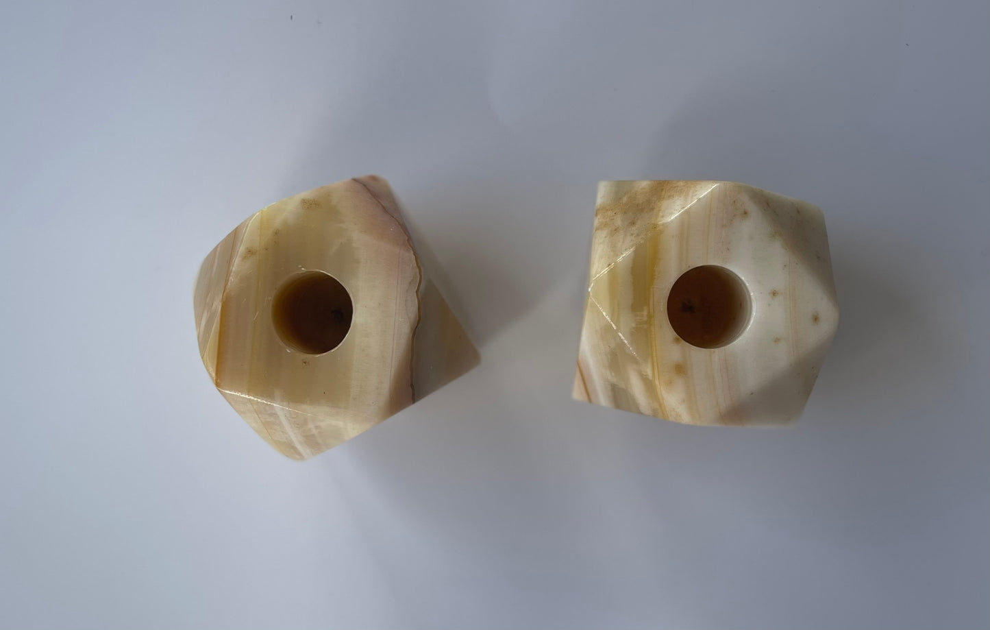 Vintage Onyx Hexagonal Candleholders