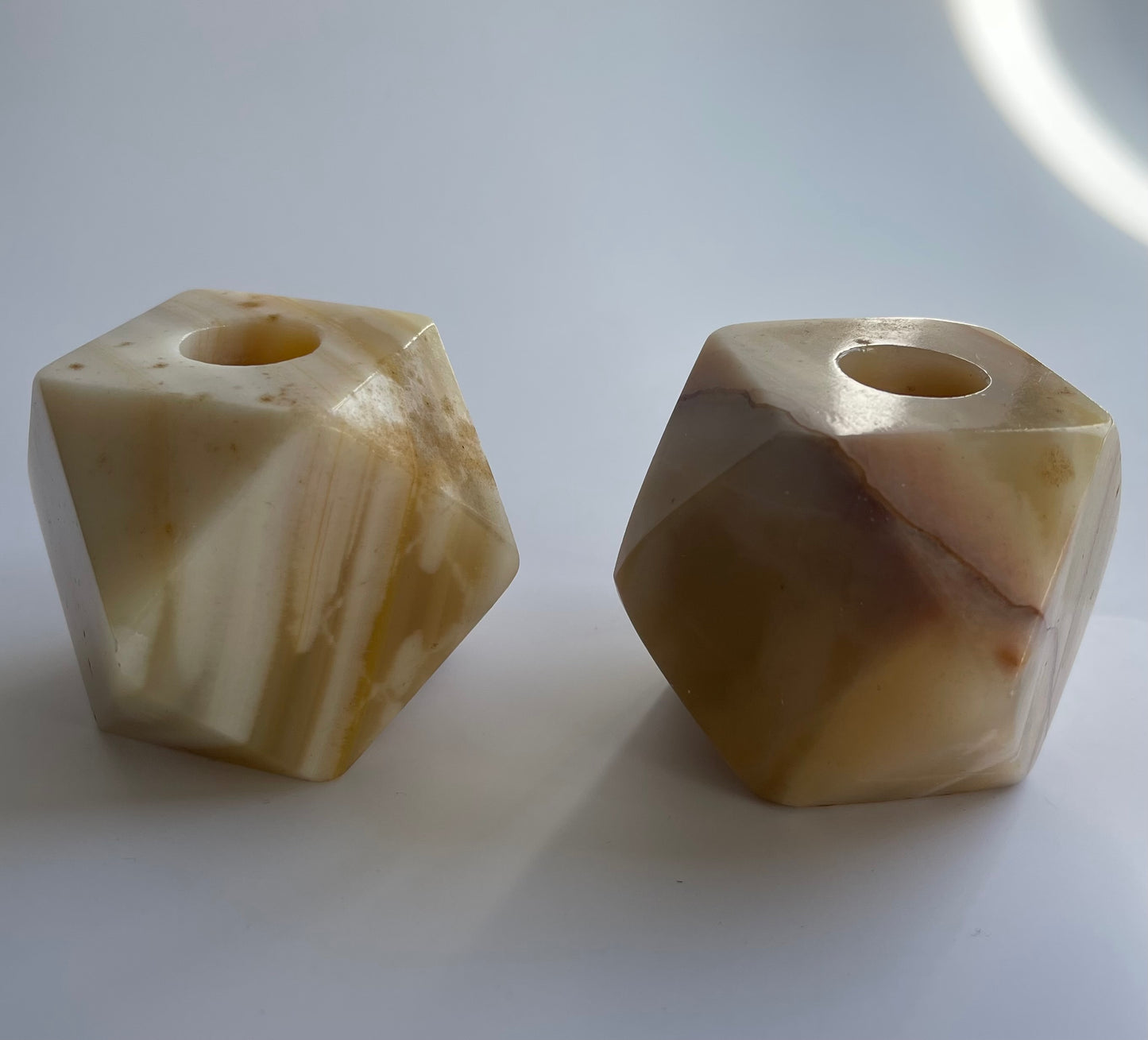 Vintage Onyx Hexagonal Candleholders