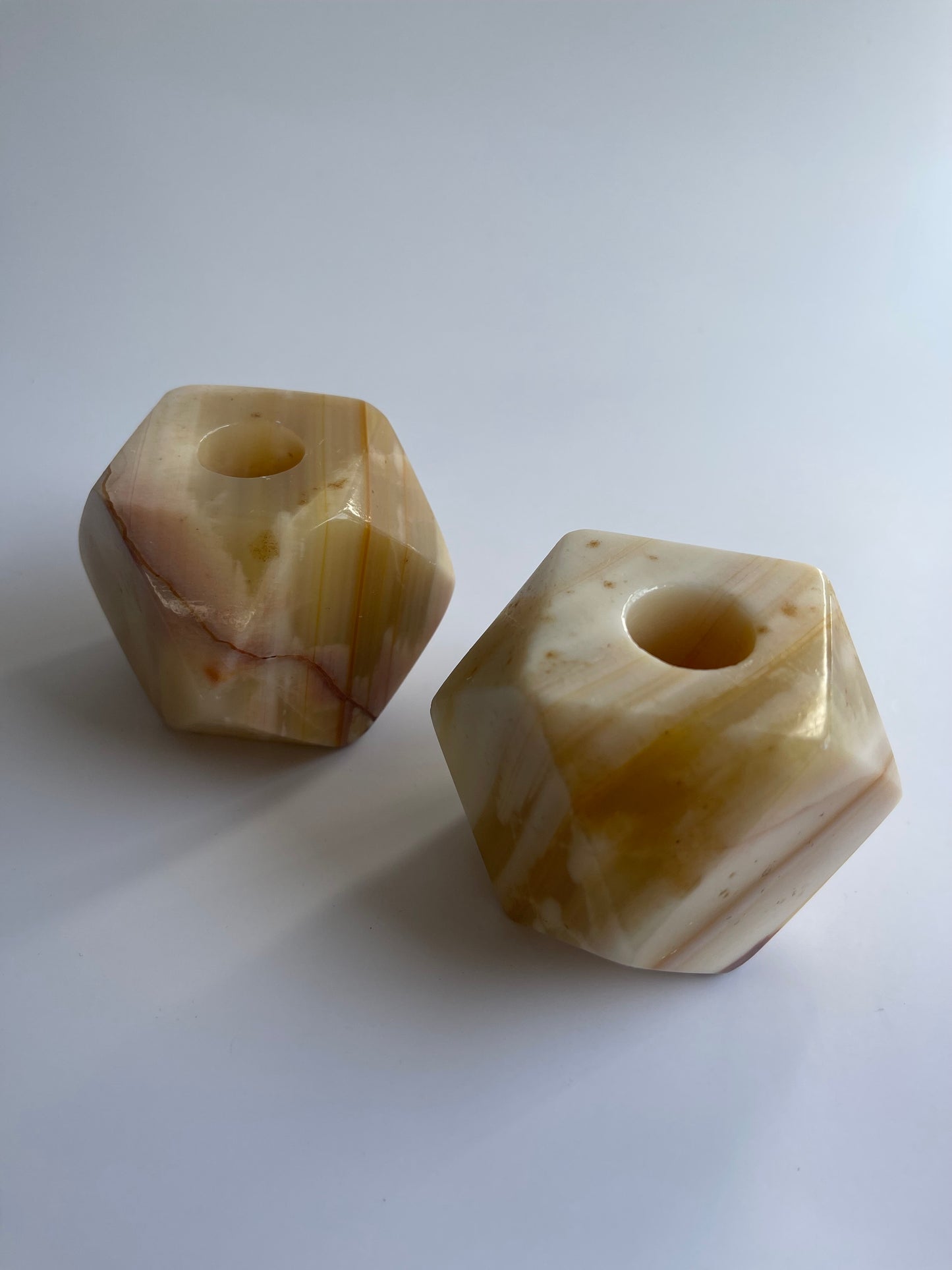 Vintage Onyx Hexagonal Candleholders