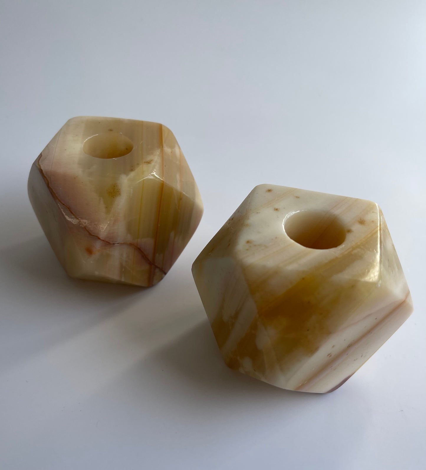 Vintage Onyx Hexagonal Candleholders