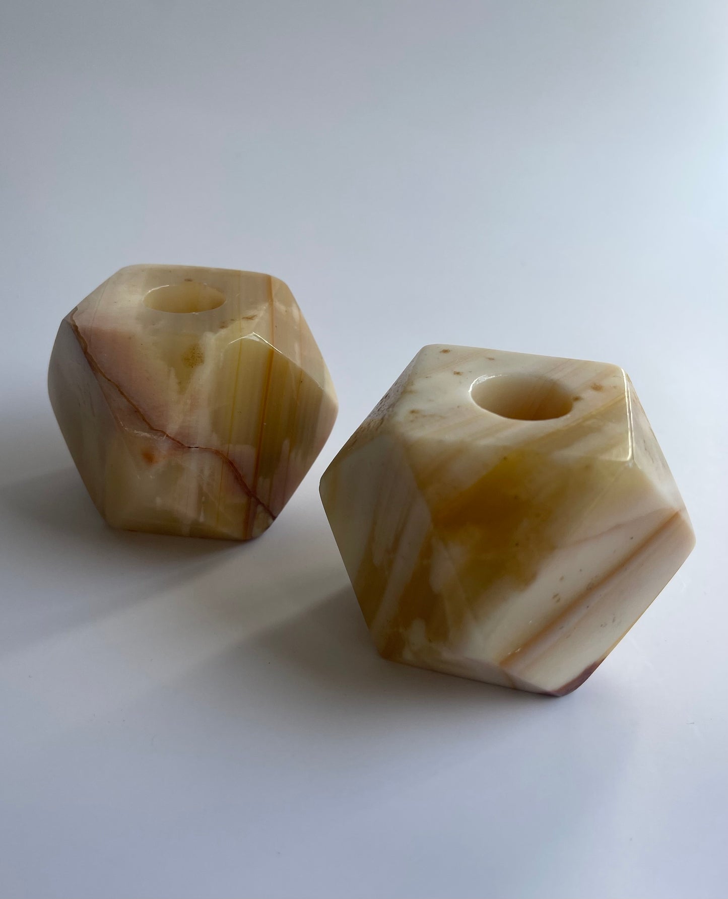 Vintage Onyx Hexagonal Candleholders