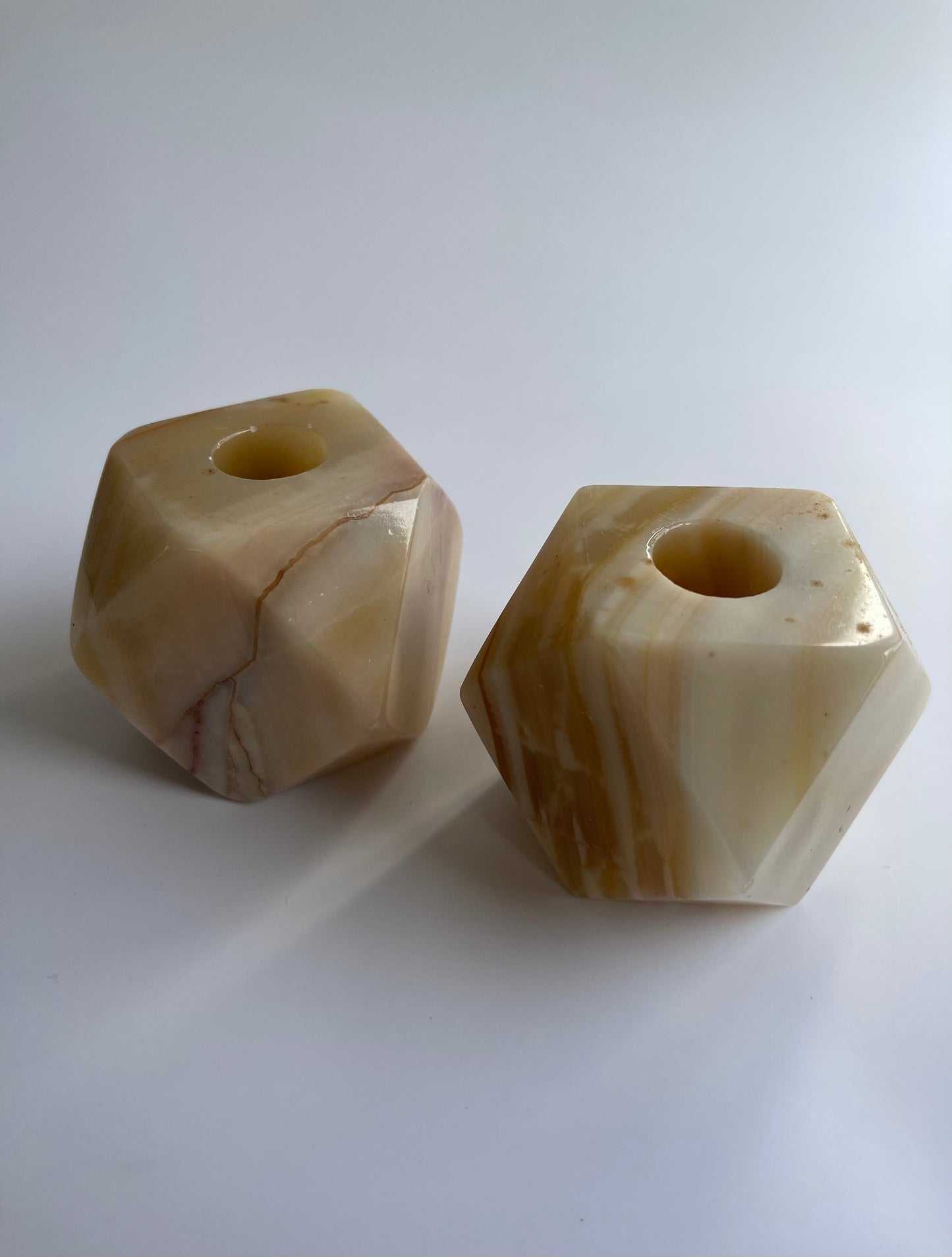 Vintage Onyx Hexagonal Candleholders