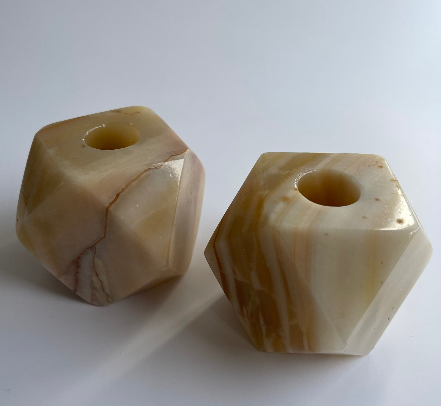 Vintage Onyx Hexagonal Candleholders