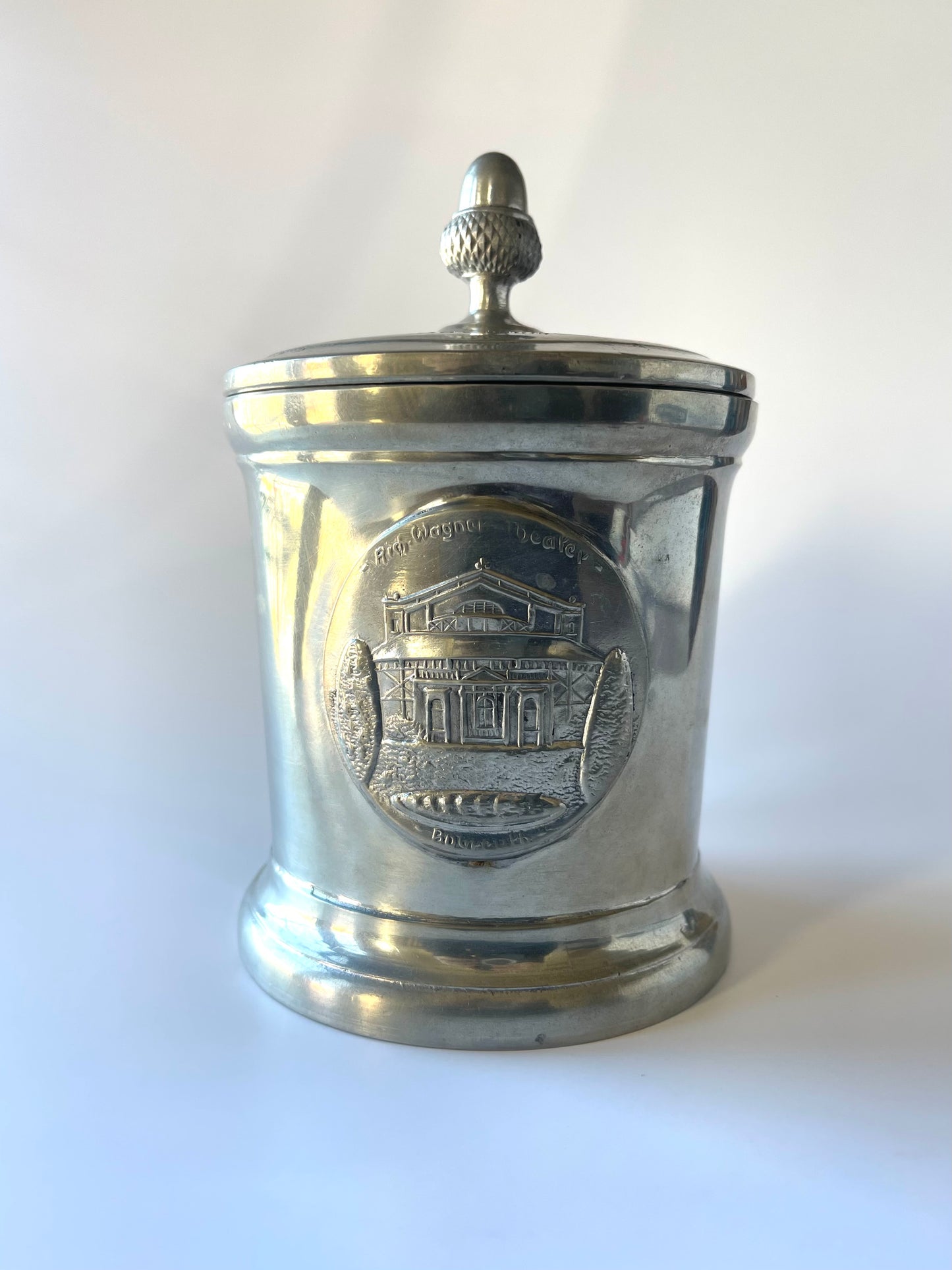Vintage Bayreuth Pewter Stein with Wagner Theater Medallion