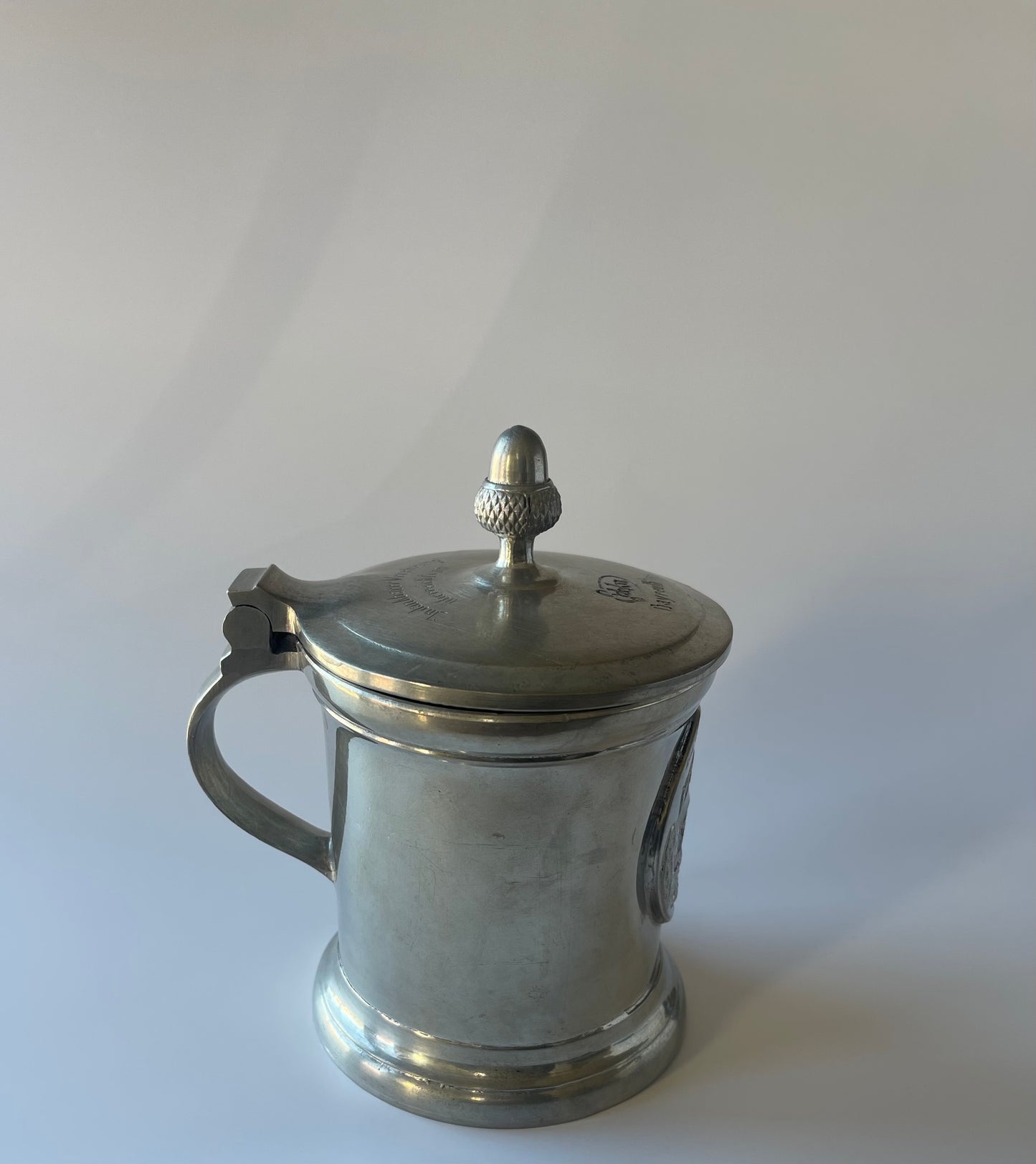 Vintage Bayreuth Pewter Stein with Wagner Theater Medallion