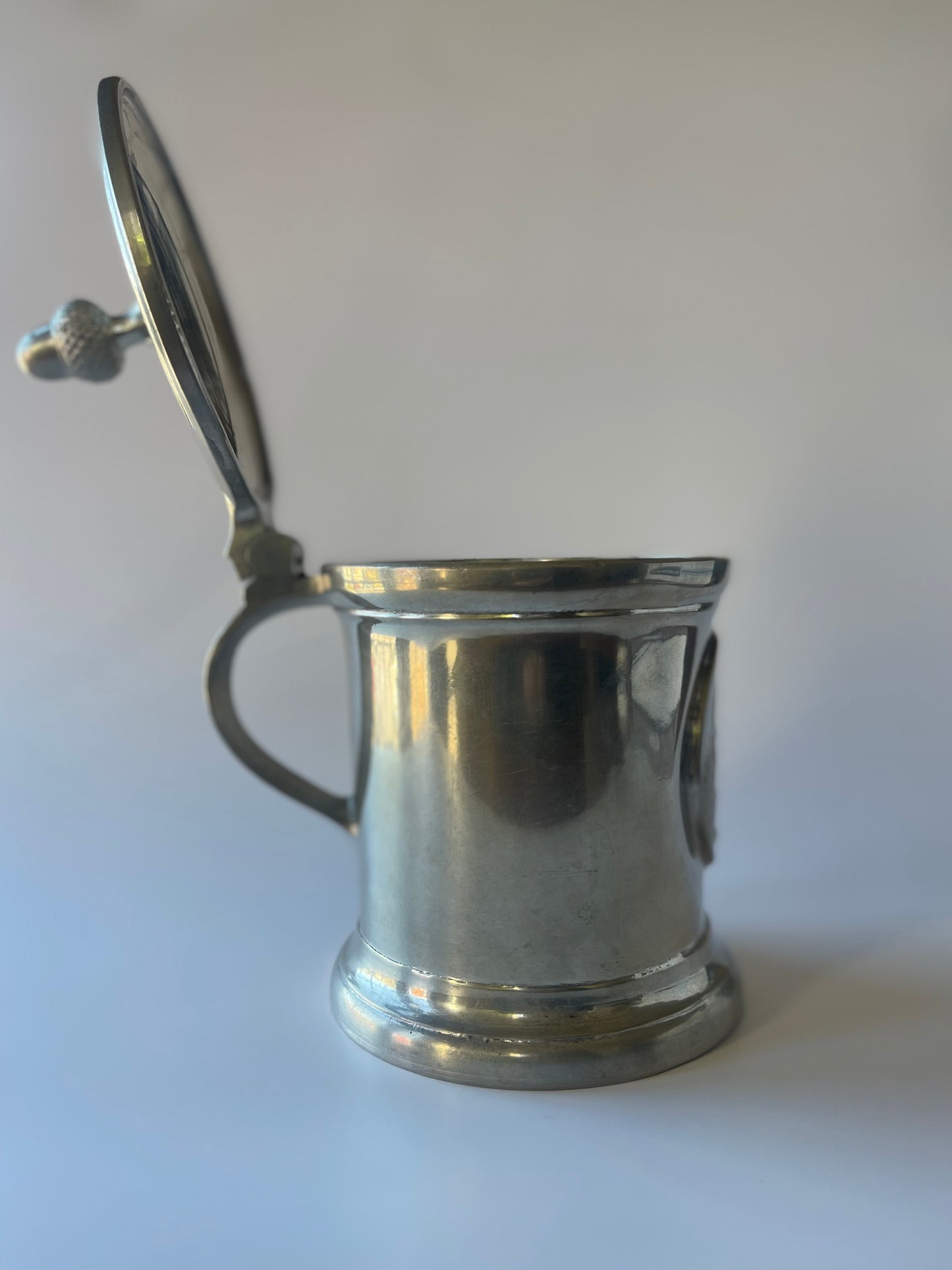 Vintage Bayreuth Pewter Stein with Wagner Theater Medallion